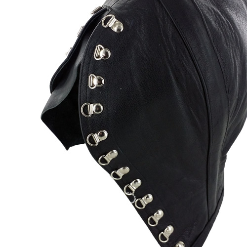 Leather Hood w Pinprick Eyes & Open Mouth