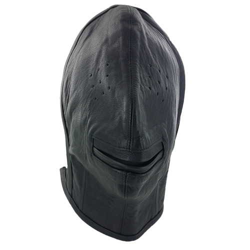 Leather Hood w Pinprick Eyes & Open Mouth
