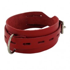 Locking Buckling Leather Collar, Red